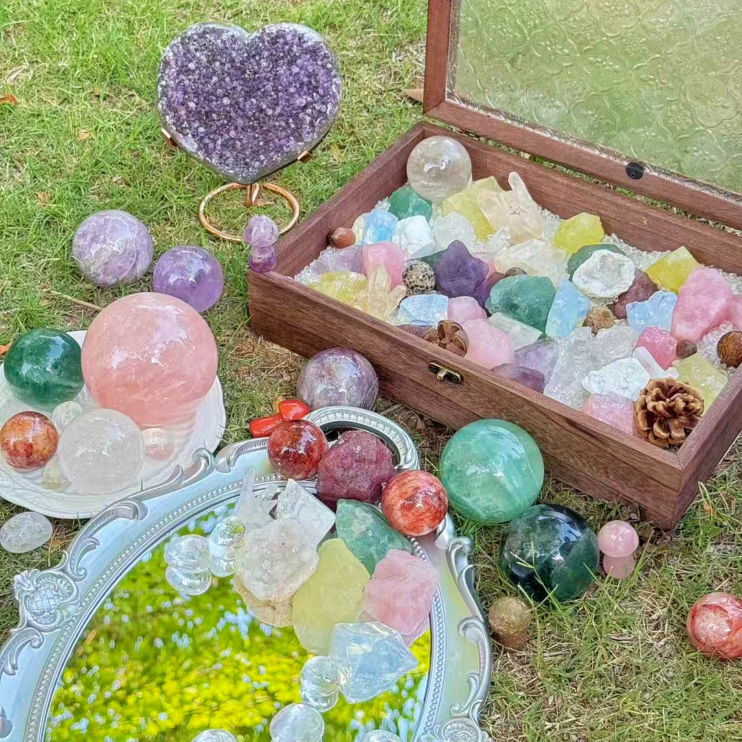 水晶色原石矿石标本七彩水晶石扩香石鱼缸造景摆件