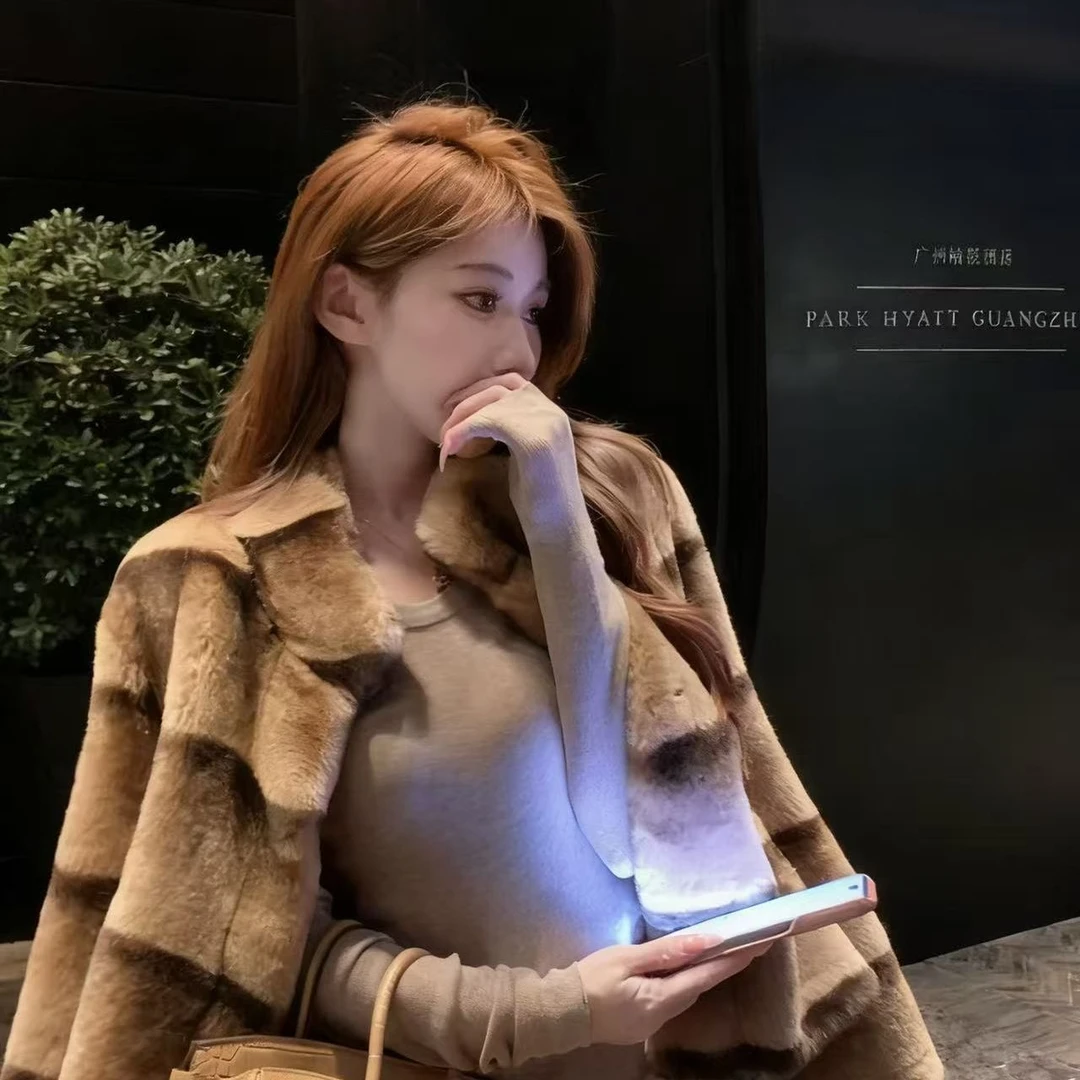 【渐变龙猫】晕染仿獭兔毛毛短外套渐变色高级感皮毛一体宽松外套女