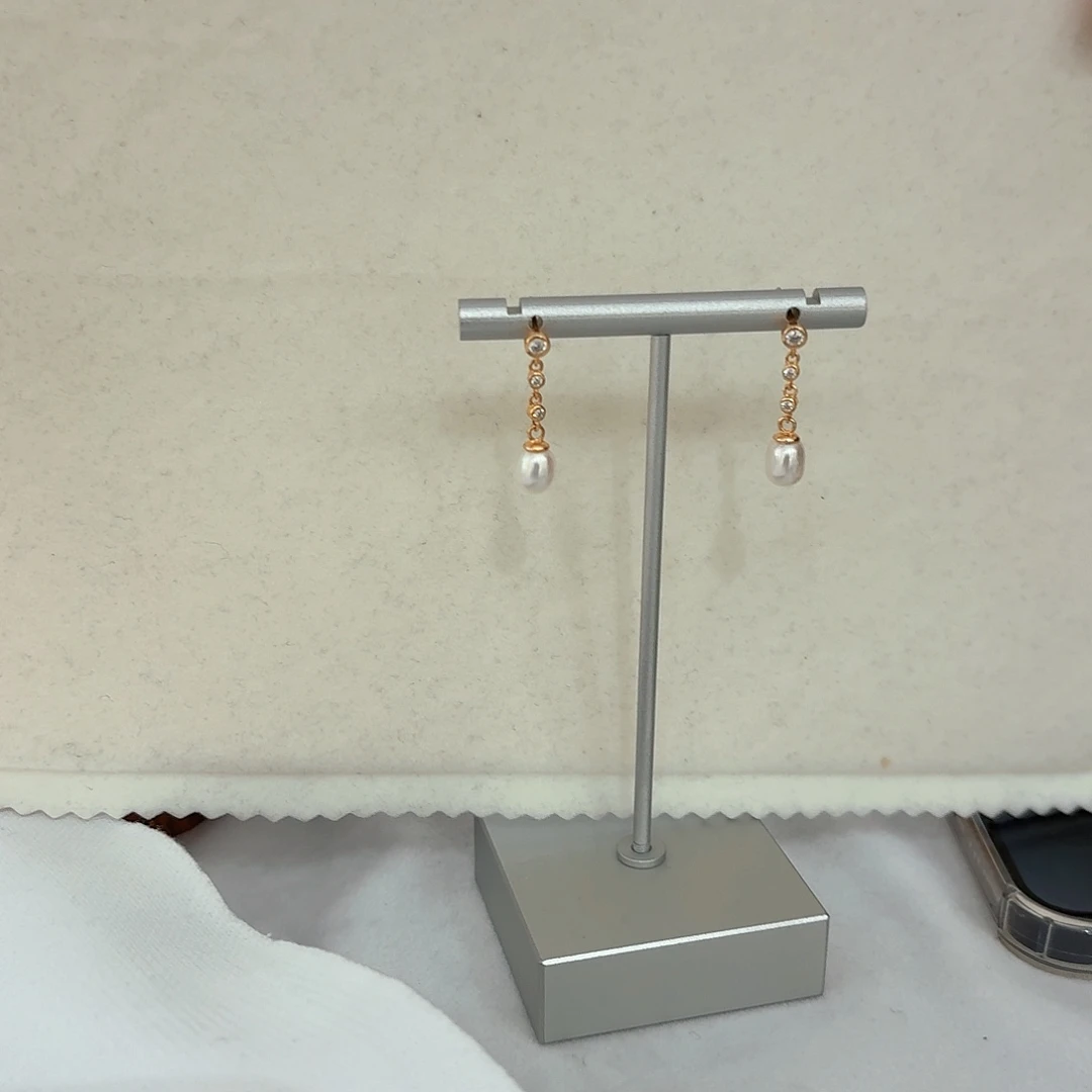 耳饰银S925镶嵌淡水珍珠