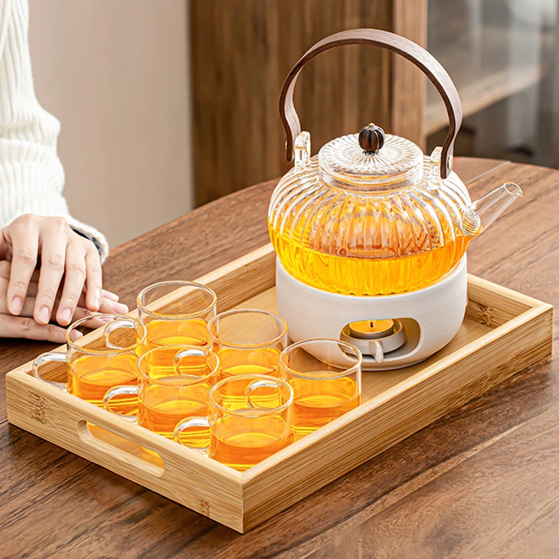 简约大容量煮茶壶网红款玻璃煮茶壶家用茶壶茶杯套装办公室温茶