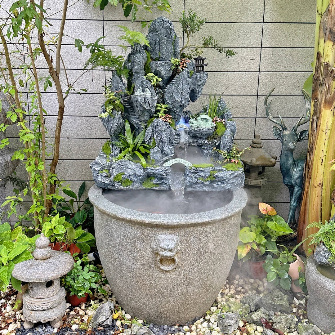 别墅庭院鱼池假山流水景观阳台楼顶喷泉装饰室户外循环水造景摆件