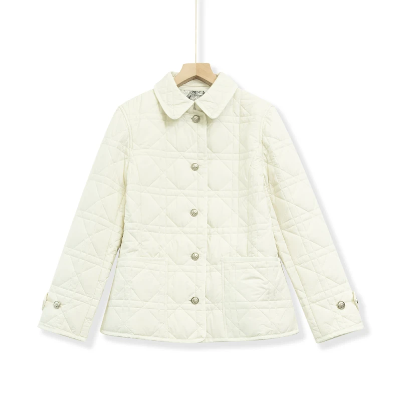 黑白本质 英伦风洋气绗缝菱格外套棉服0221-354-9806