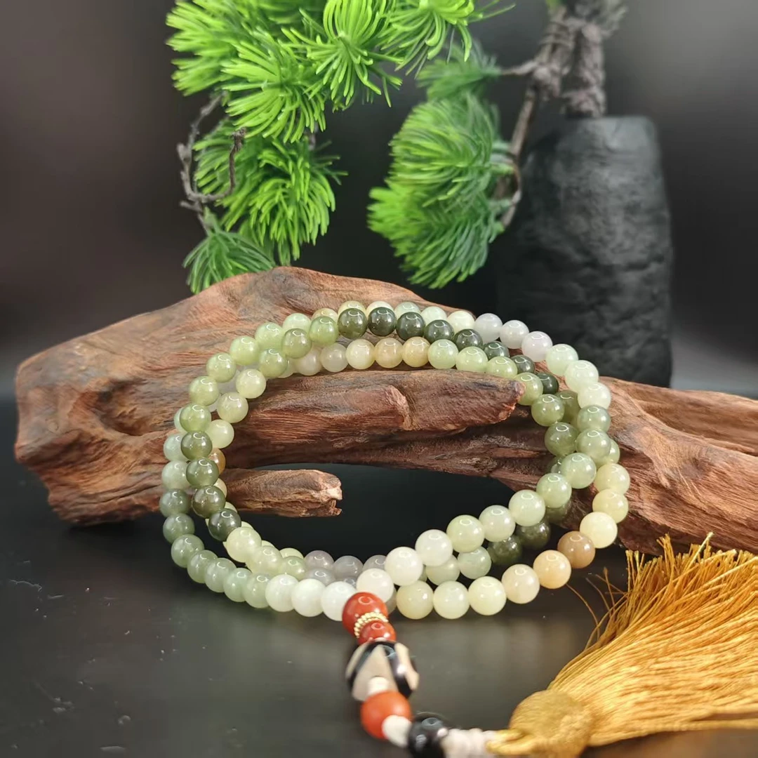 Q和田玉多宝圆珠项链（卡8）0866