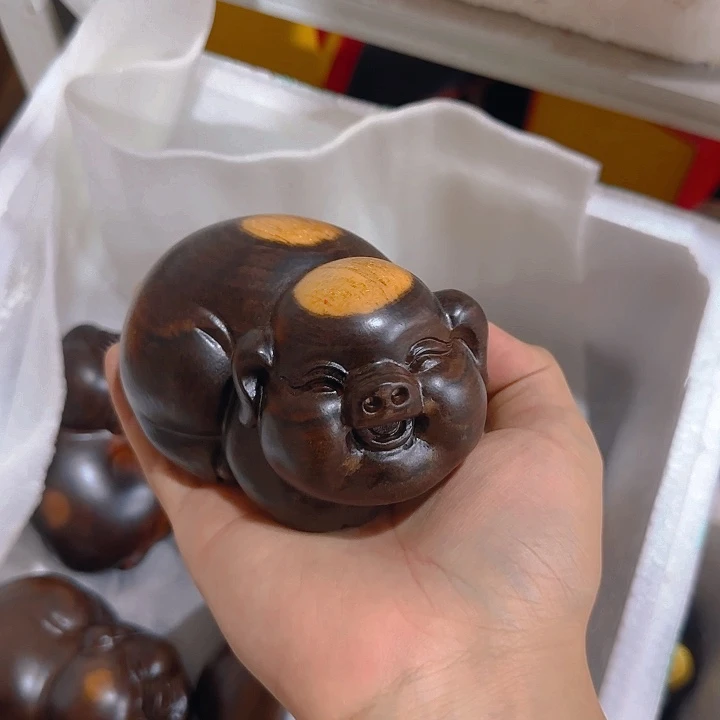 木黑檀木12双色福气猪一只