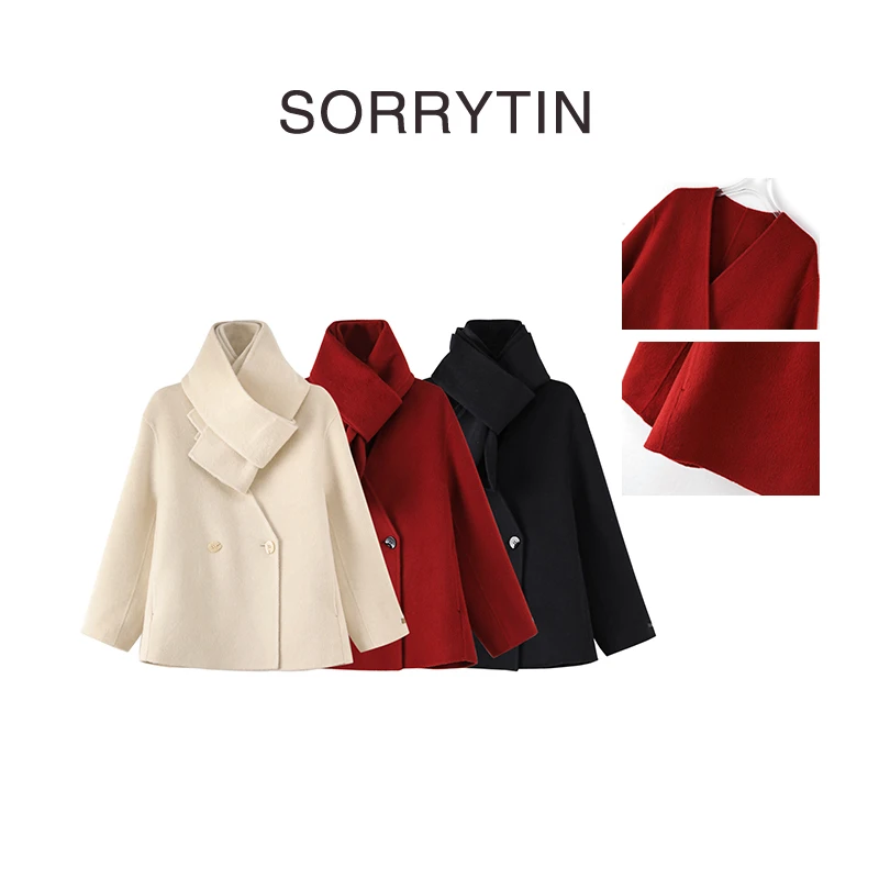《全新概念》SORRYTIN 一般人接触不到 围脖羊毛毛呢外套含绒