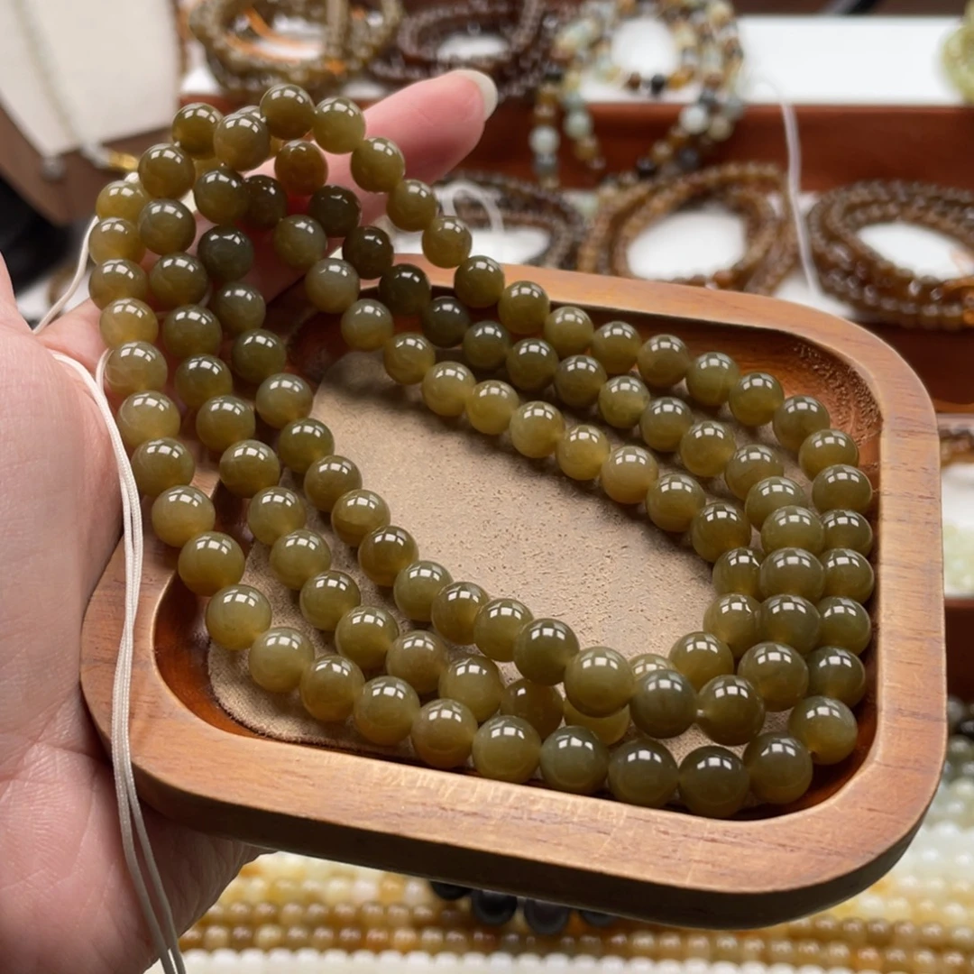 和田玉未镶嵌毛衣链珠串8mm