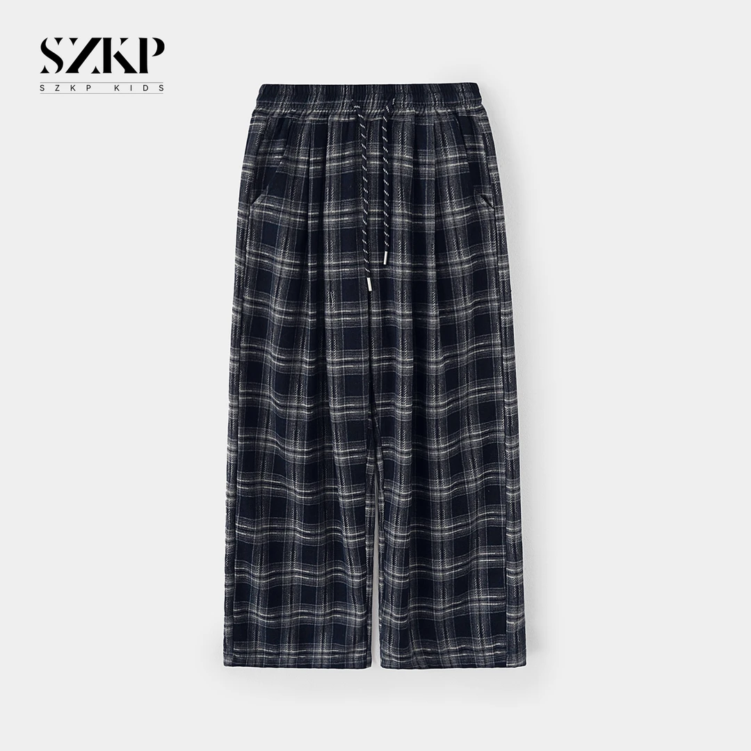 SZKP女童秋装新款时尚格纹长裤中大童儿童休闲直筒裤JMKQ552424