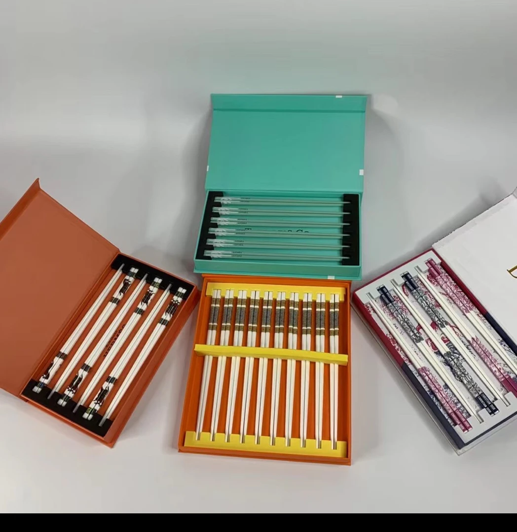 中式欧式骨瓷筷子精美描金手工描绘瓷质细腻