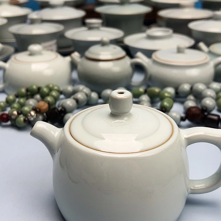 杯微微暇月白釉井栏壶原矿原釉原产地