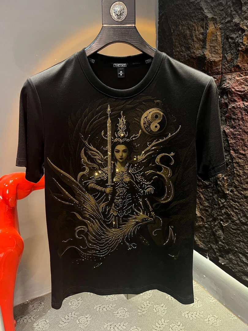 九天玄女男士夏季短袖圆领时尚轻奢休闲百搭半袖夏潮流