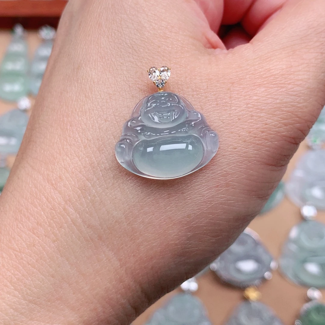 翡翠18K金镶嵌吊坠(不含链)一刀切