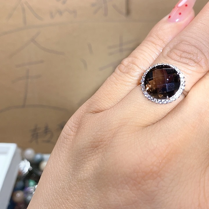 水晶水晶戒指银S925镶嵌