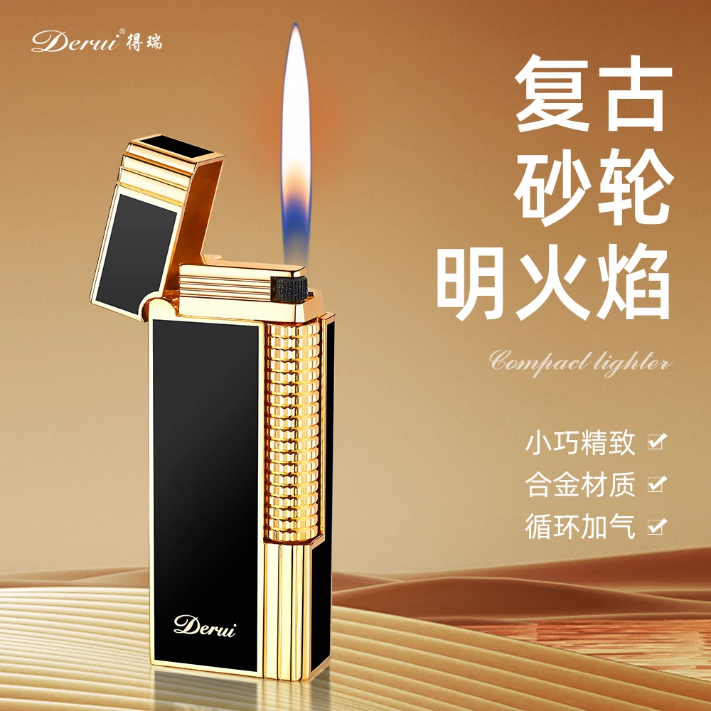 高端商务朗声创意个性窄版明火国潮金属打火机