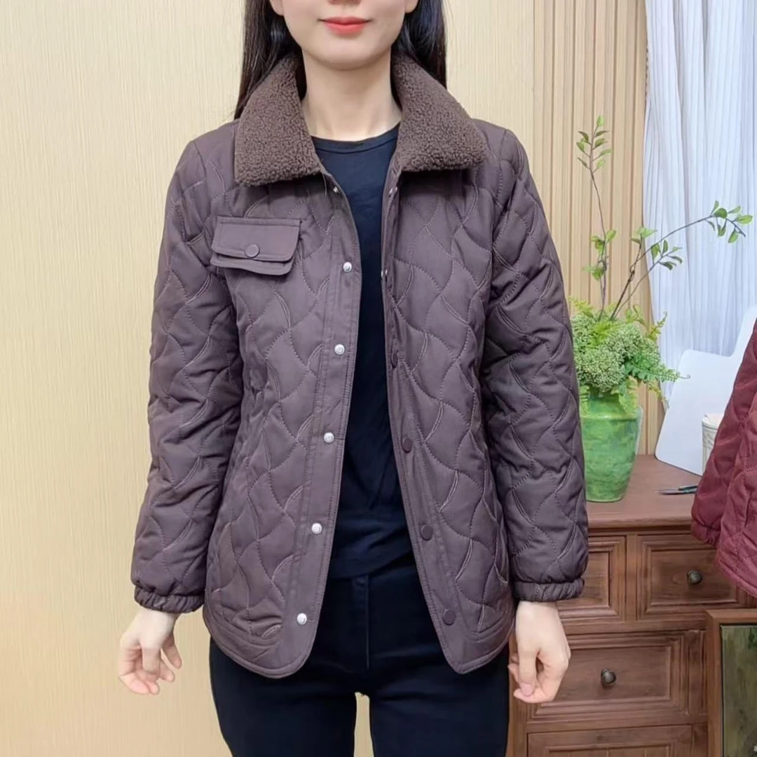 2025新款休闲保暖棉衣时尚上衣百搭外套妈妈装棉服