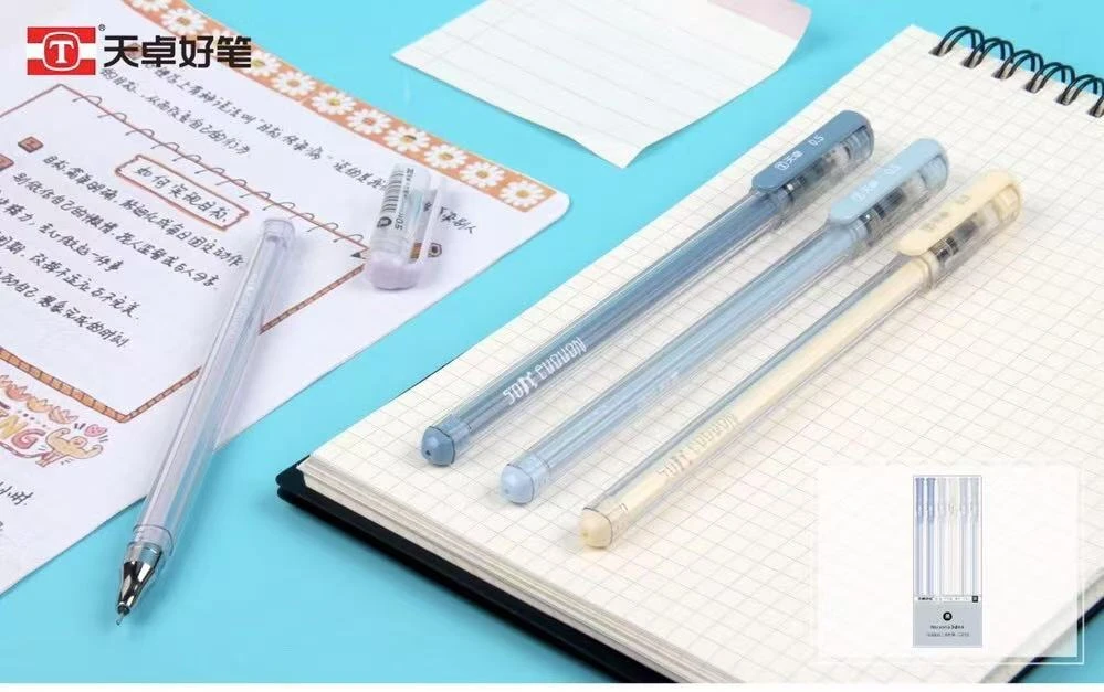 天卓清新中性笔学生写作业考试办公清透水晶款枪型