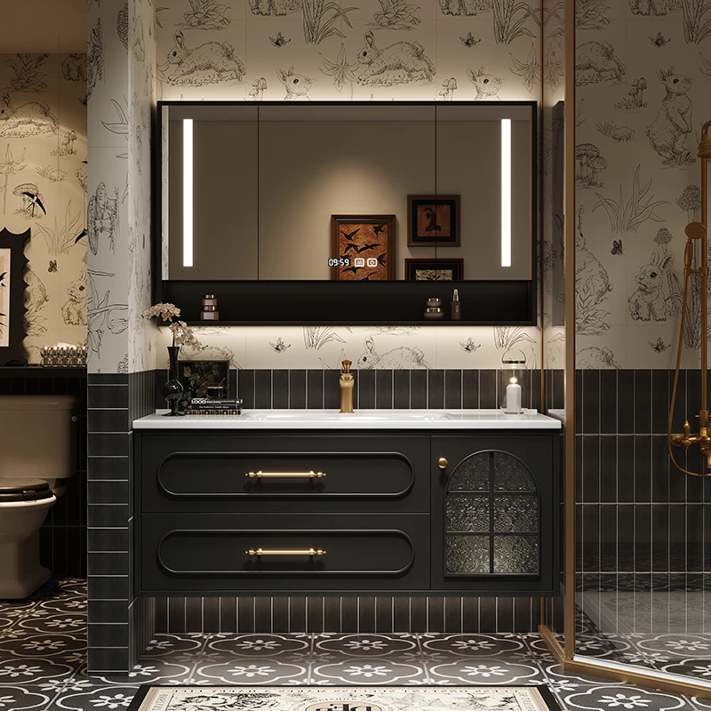 【居然之家官方正品】轻奢法式浴室柜卫生间陶瓷一体盆洗漱台