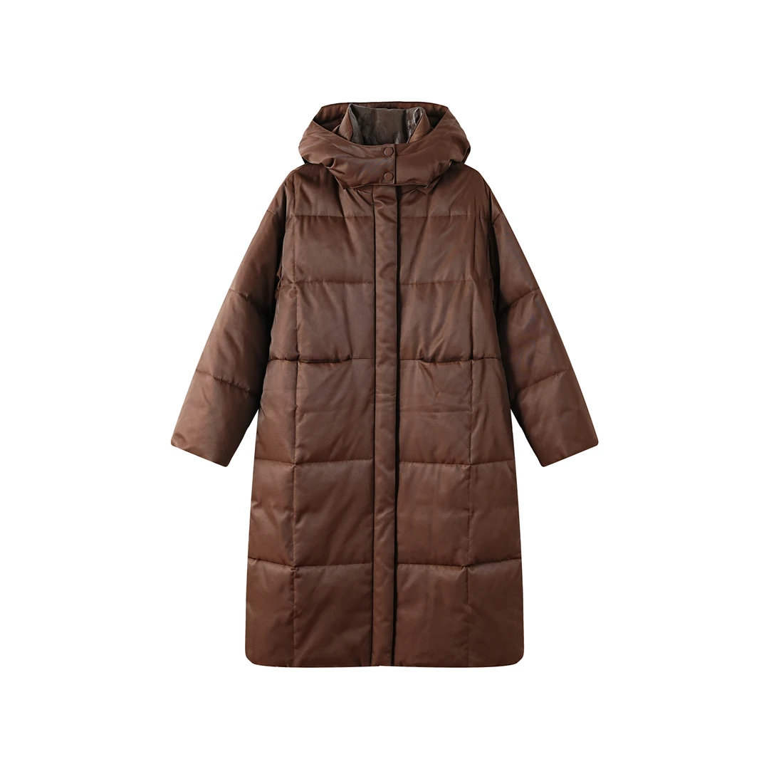 COCO IRENE【羊皮羽绒】 25年冬季新款宽松保暖连帽长款羽绒服