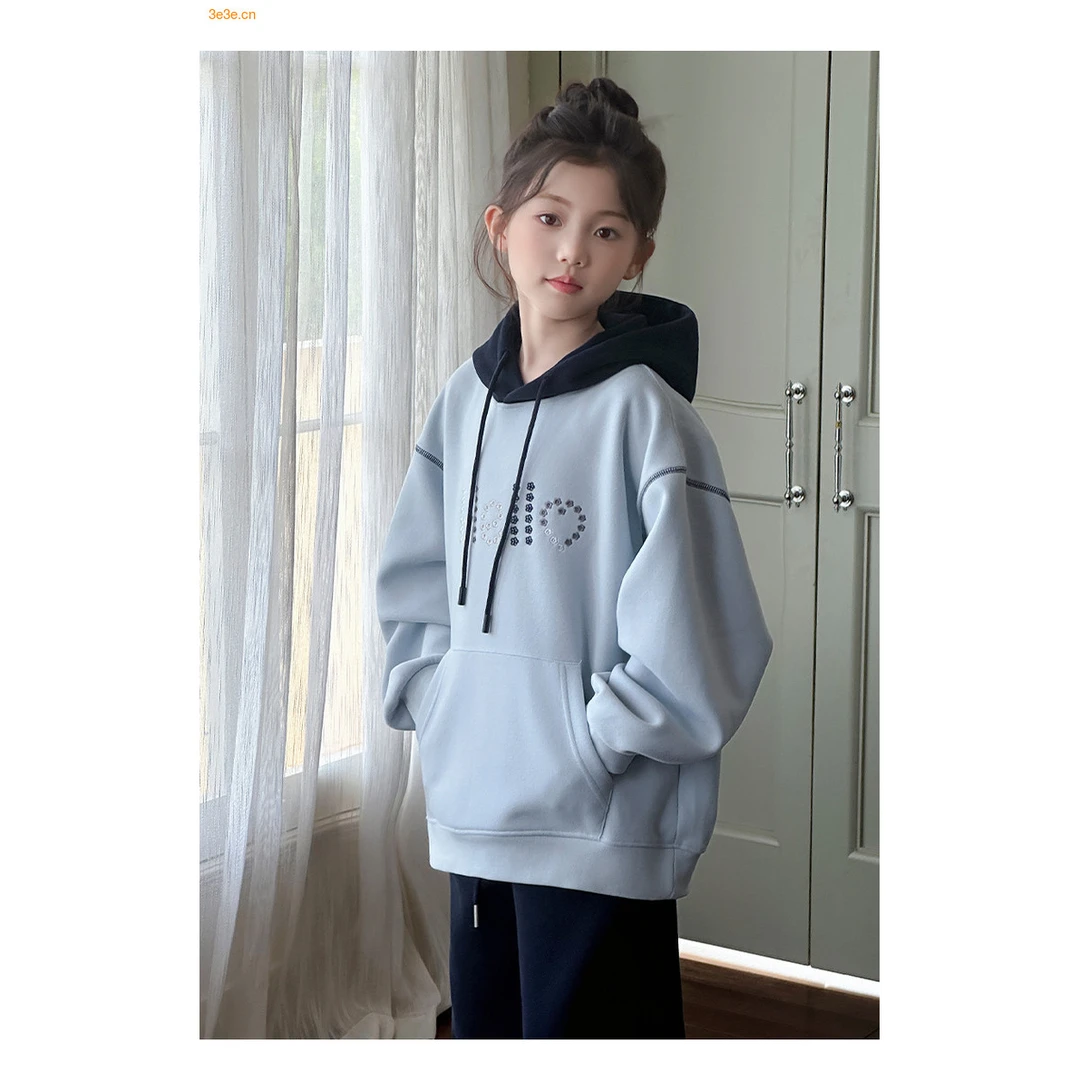 女童连帽卫衣春秋2025新款儿童秋装超好看衣服中大童秋季宽松上衣