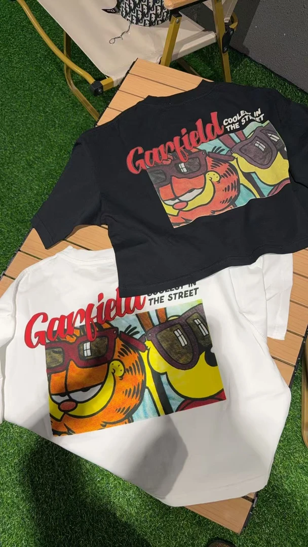 【孙老板】2025夏季新款卡通短袖短款字母印花休闲风T恤夏款