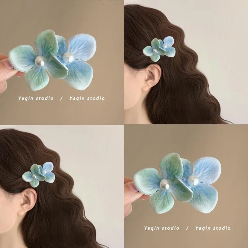 薄荷曼波!蝴蝶兰花朵发夹!海边照度假风侧边鸭嘴夹超仙发饰女