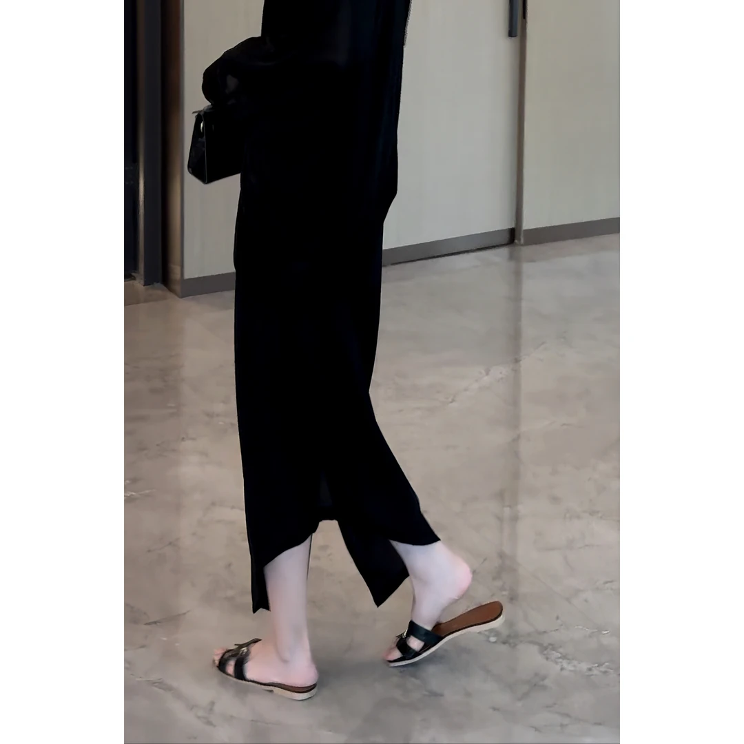 紫紫 微醺半裙 松紧腰肌理纱微透斜裁夏季显瘦半身裙ZC05BZYL333