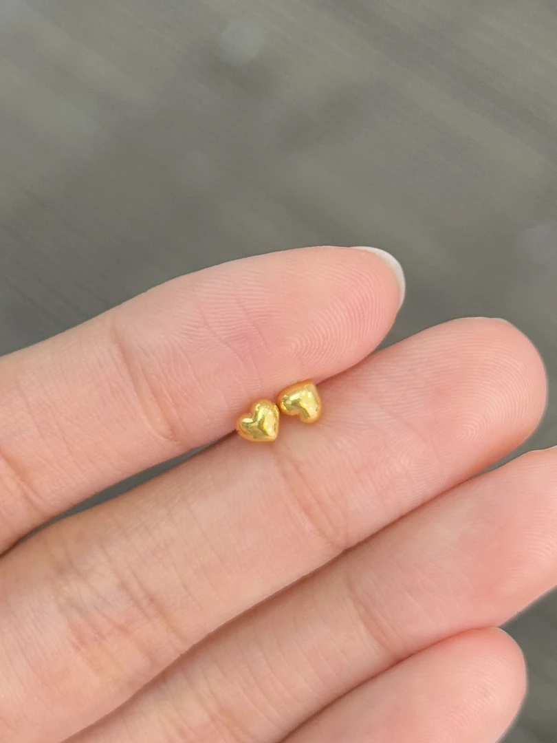 足金999 迷你爱心耳钉