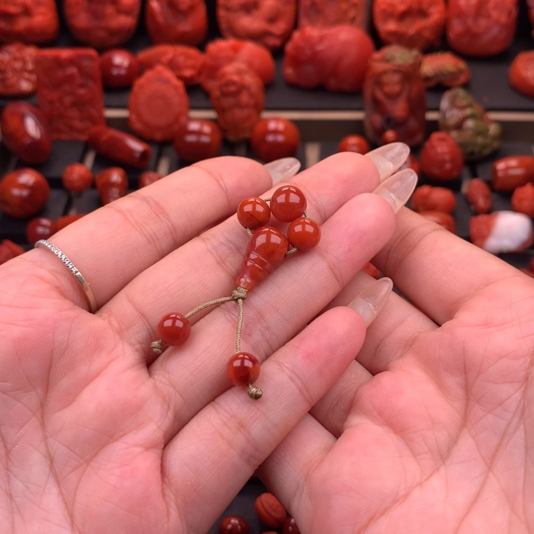 南红玛瑙南红川料原矿三通套装配5.6.7串都可未镶嵌