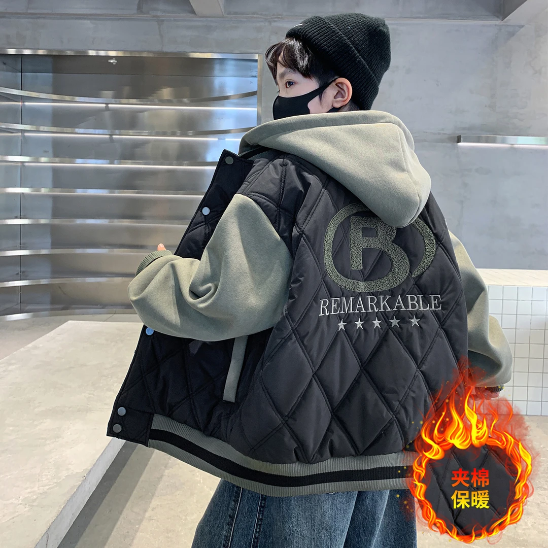 儿童装男童夹棉外套秋冬款2025新款中大童男孩棉袄冬季加厚冬装潮