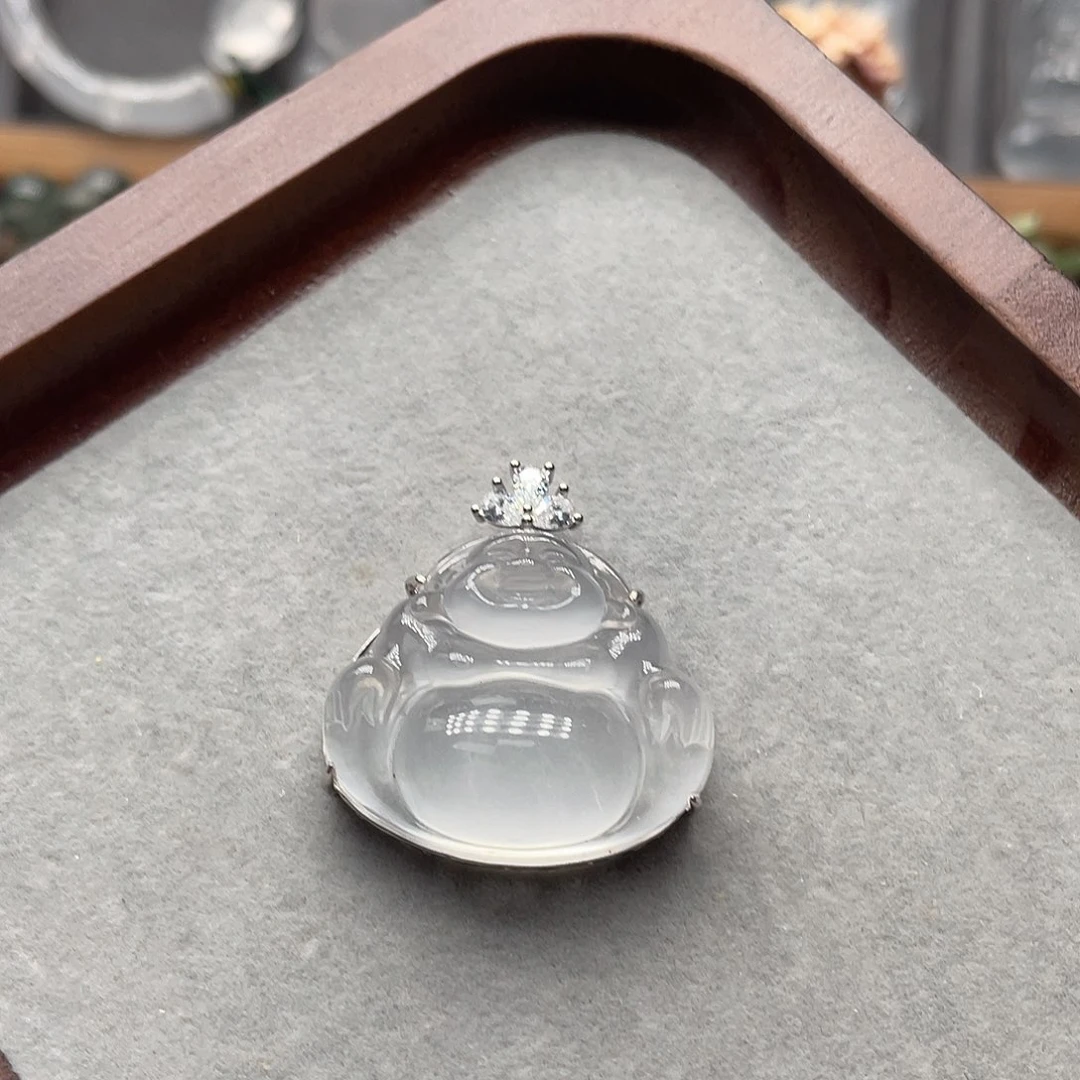 石英质玉银S925镶嵌吊坠