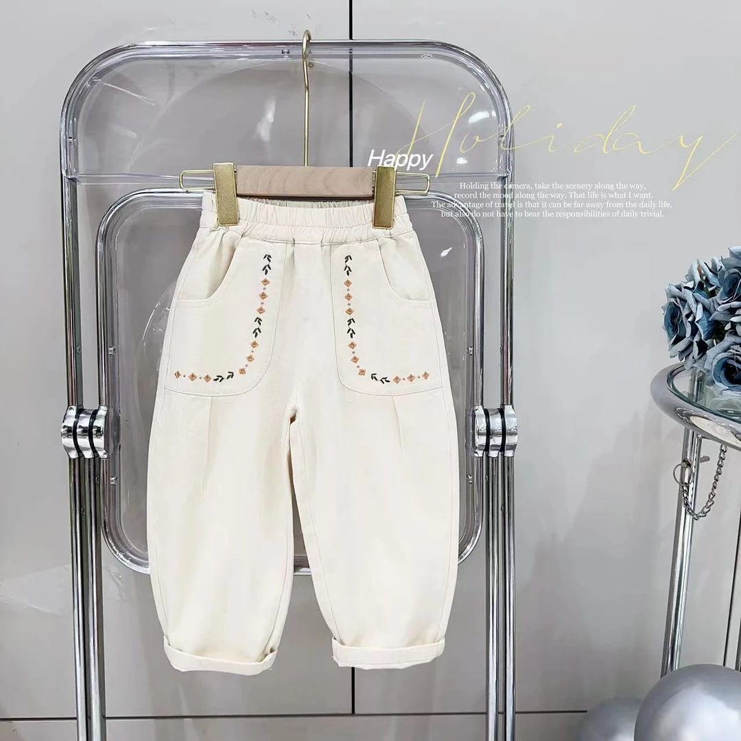 【春日来信】汤圆家童装2025春季新款韩系纯色大口袋休闲裤 YA-1008