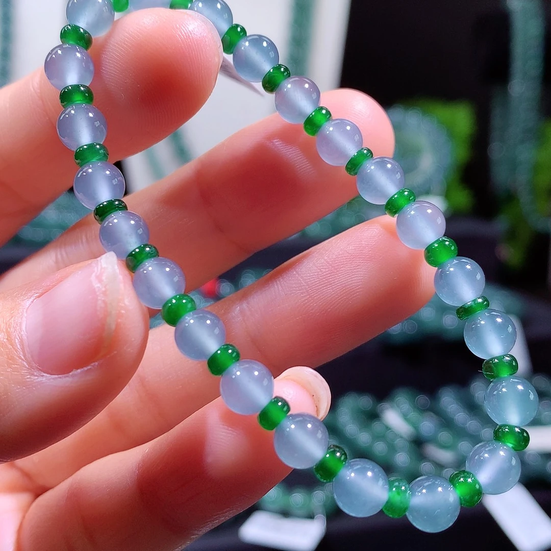 翡翠未镶嵌手链天然a货翡翠手串6mm