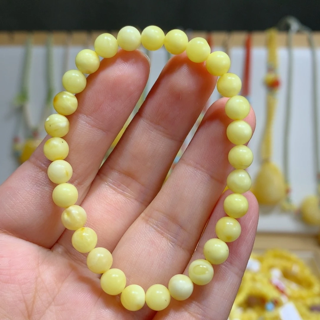 未镶嵌琥珀手链特价瑕疵6mm
