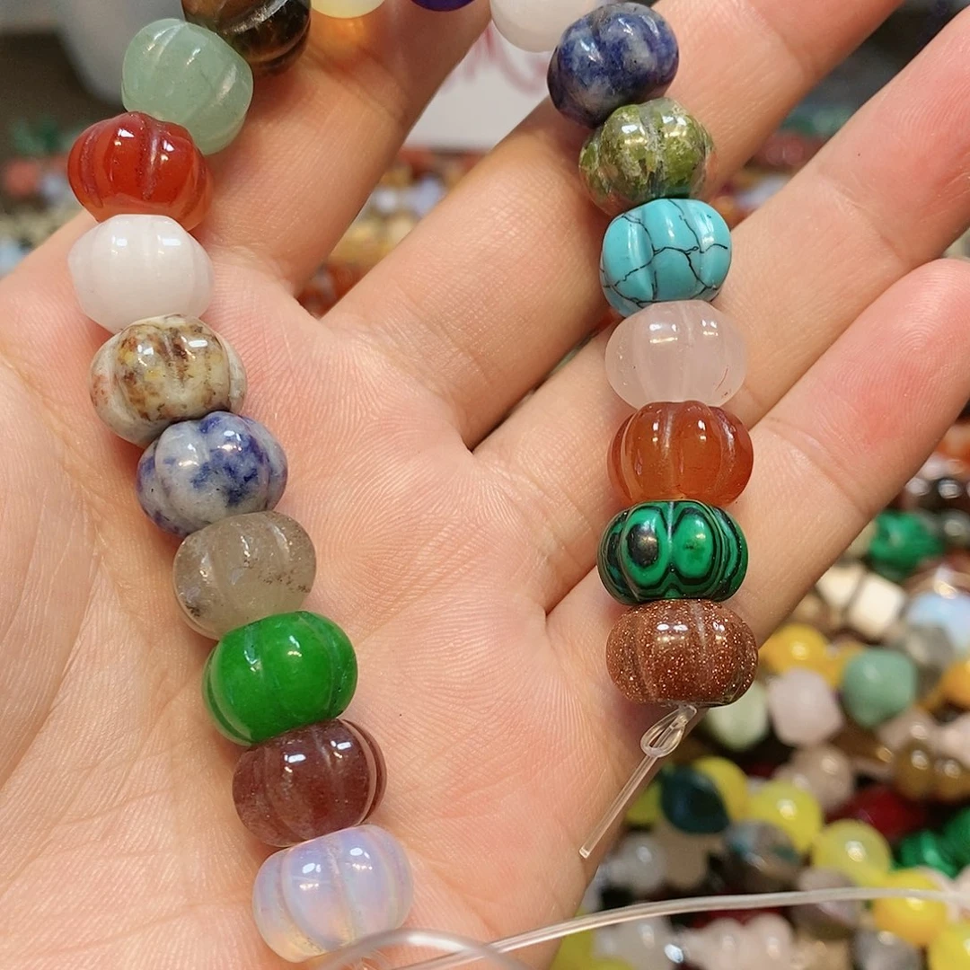 散珠玛瑙/玉髓多宝雕刻灯笼短条13mm