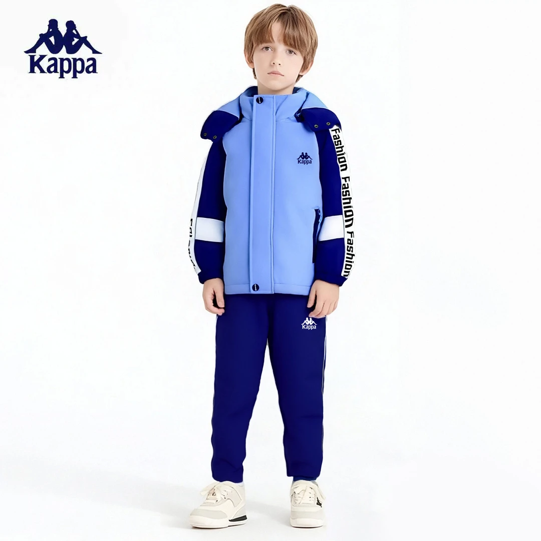 Kappa Kids卡帕儿童套装2025冬季舒适男女儿童时尚百搭运动两件套