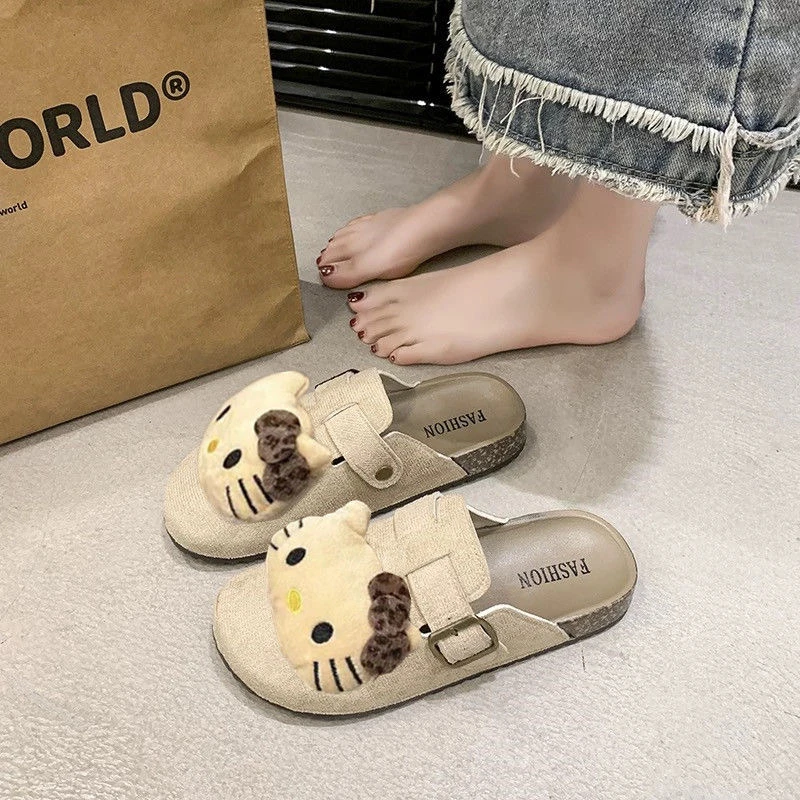 卡通可爱勃肯鞋女网红百搭时尚休闲厚底防滑包头懒人半拖鞋女外穿