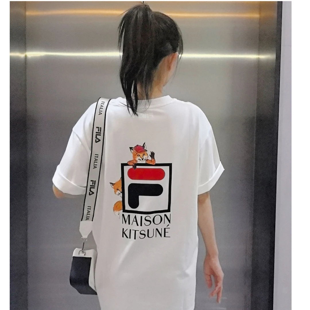 年终狂欢季FILA斐乐小狐狸联名款情侣多彩T恤短袖内搭F11U529101F