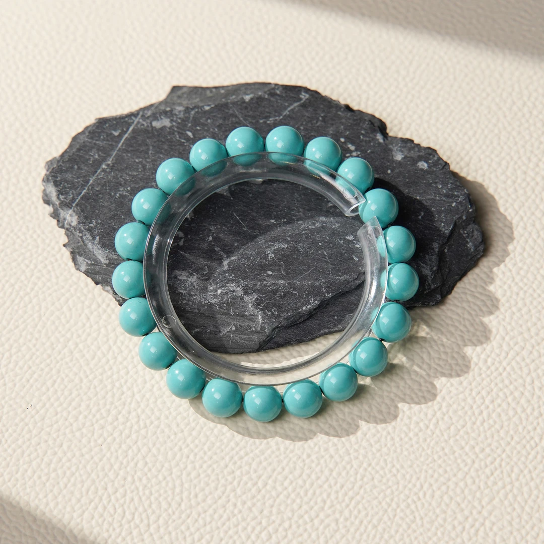 绿松石（9mm左右）圆珠绿松石手串单圈/CX00172A