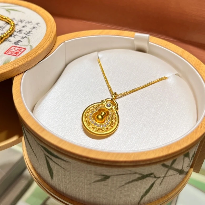 合金项链 新款金色福禄连理镶钻时尚项链饰品锁骨链轻奢气质百搭