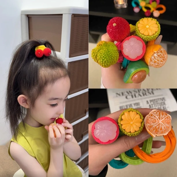 韩国东大门可爱水果发圈百搭春夏头绳彩色高弹力不伤发毛巾圈发饰