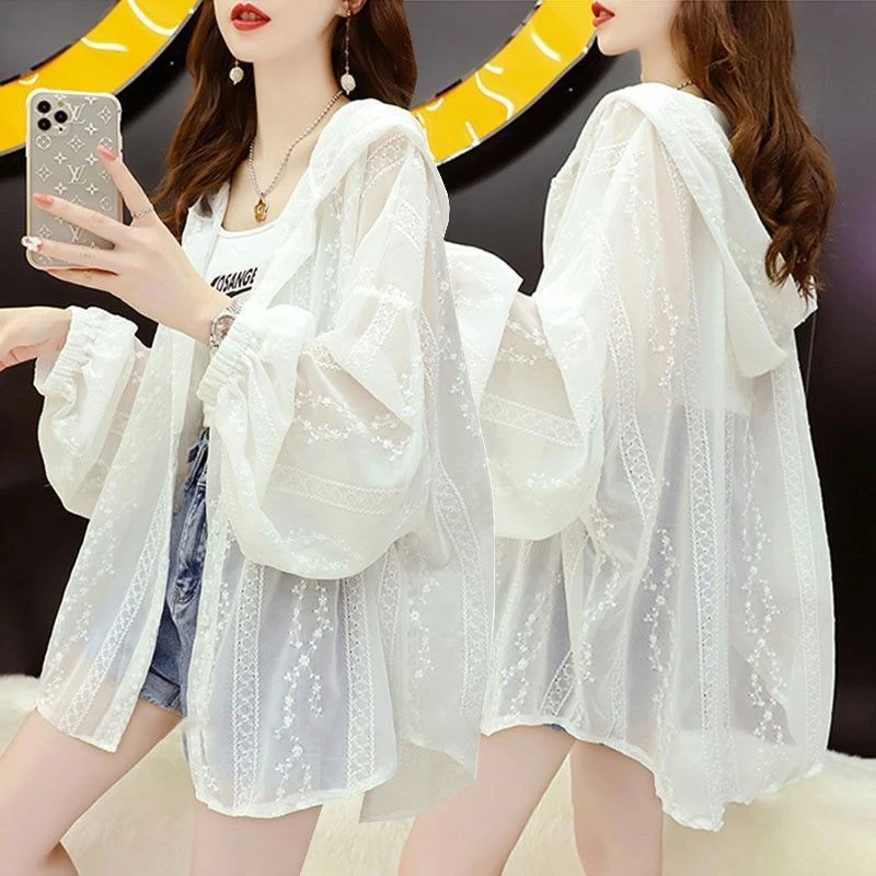 超仙薄款设计感洋气连帽防晒衬衫女夏季新款韩版宽松百搭透气外套