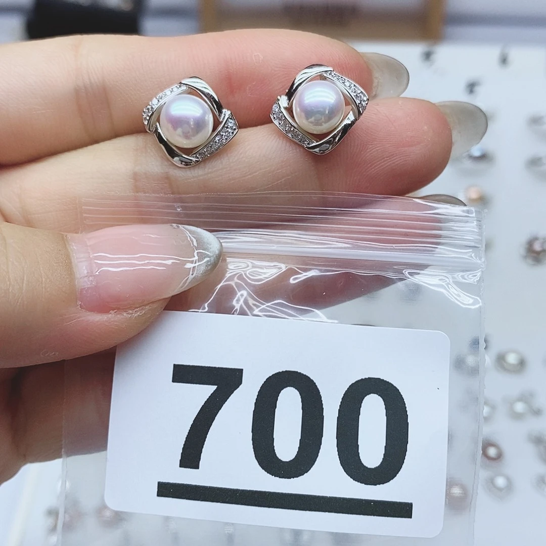戒指银S925镶嵌淡水珍珠小*灰70