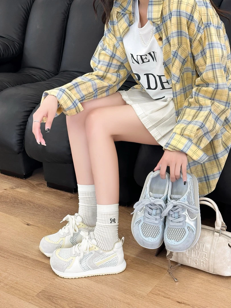 网面透气运动鞋女2025年夏季新款时尚百搭轻便舒适慢跑阿甘鞋潮流
