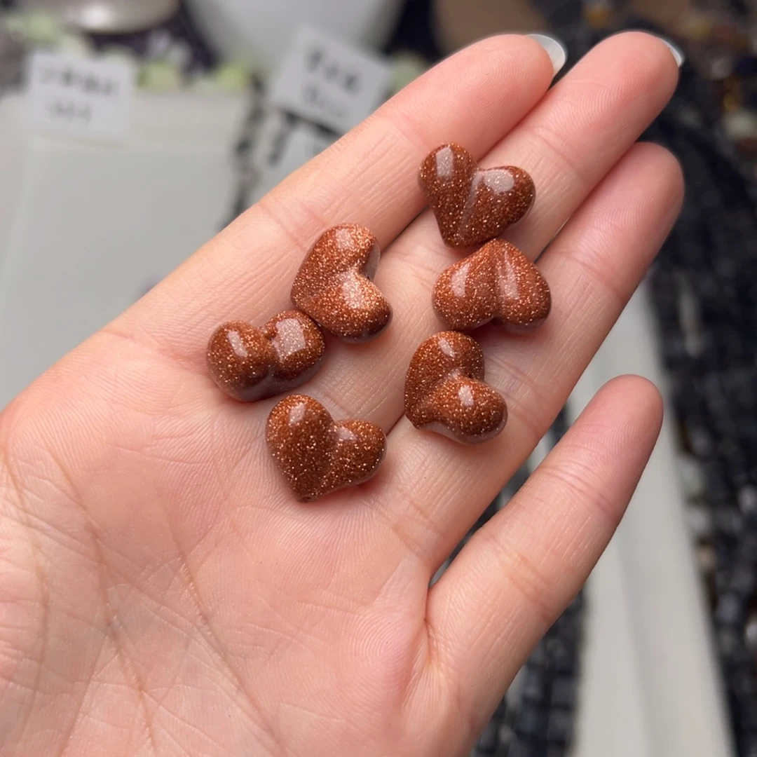 玛瑙/玉髓合金珠宝半成品W658。15mm天然金沙石爱心屁桃一个