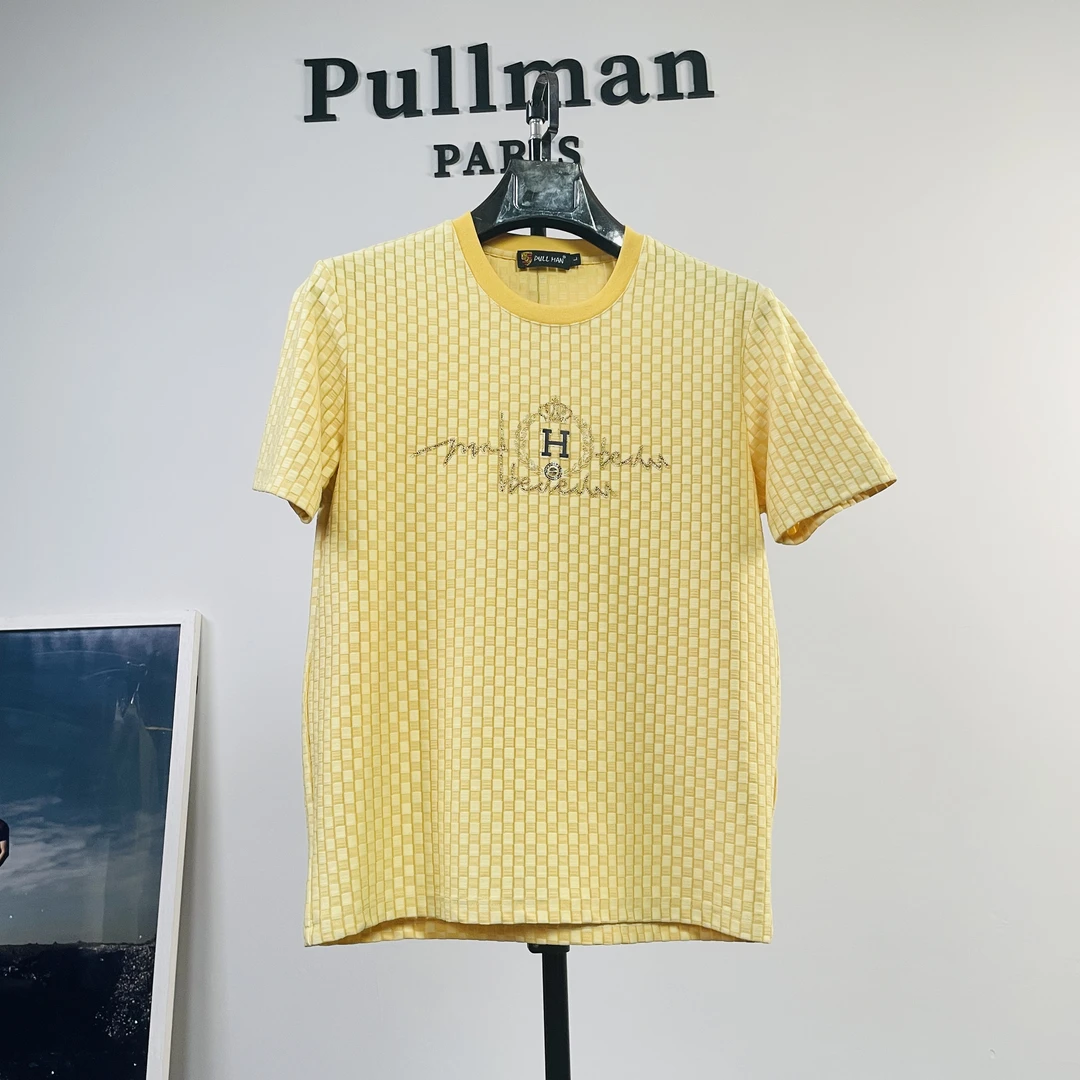 【设计】棋盘格提花 男士欧货针织T恤