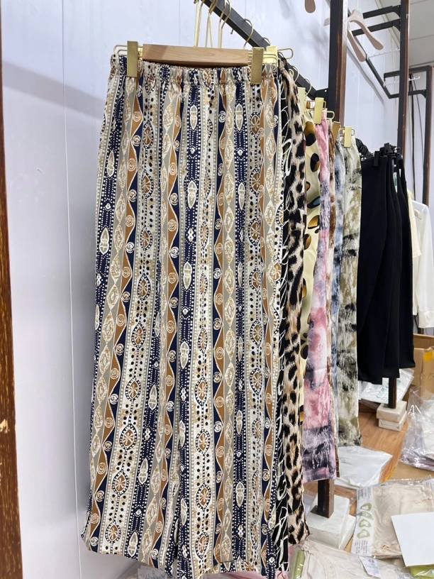 木几何夏季印花薄款休闲女士高腰阔腿休闲家居百搭时尚防蚊宽松裤