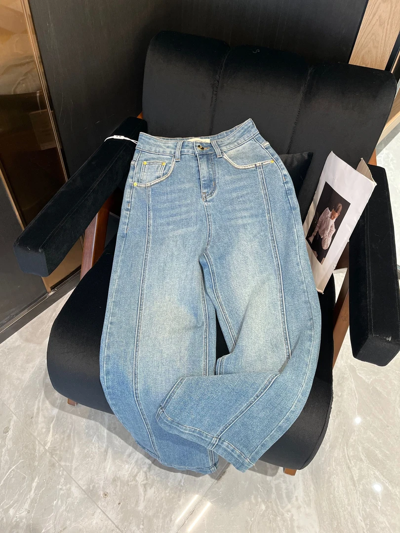 YUE 26825 简约时尚百搭个性款早春新品阔腿牛仔裤