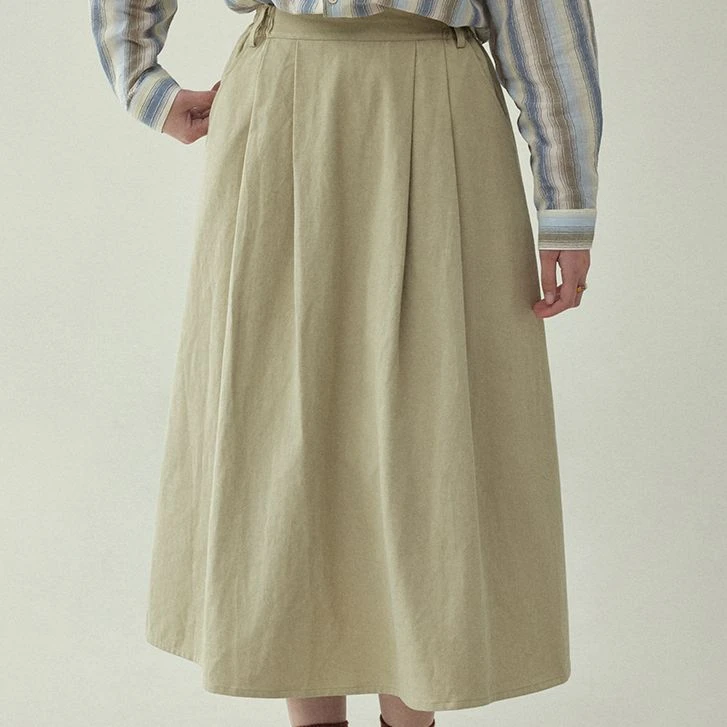 「北岛AMUU」半松紧腰a字半身裙女春季新款高腰显瘦中长款伞裙