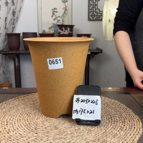 紫砂花盆海*老粉福利柴烧斗笠两只0651