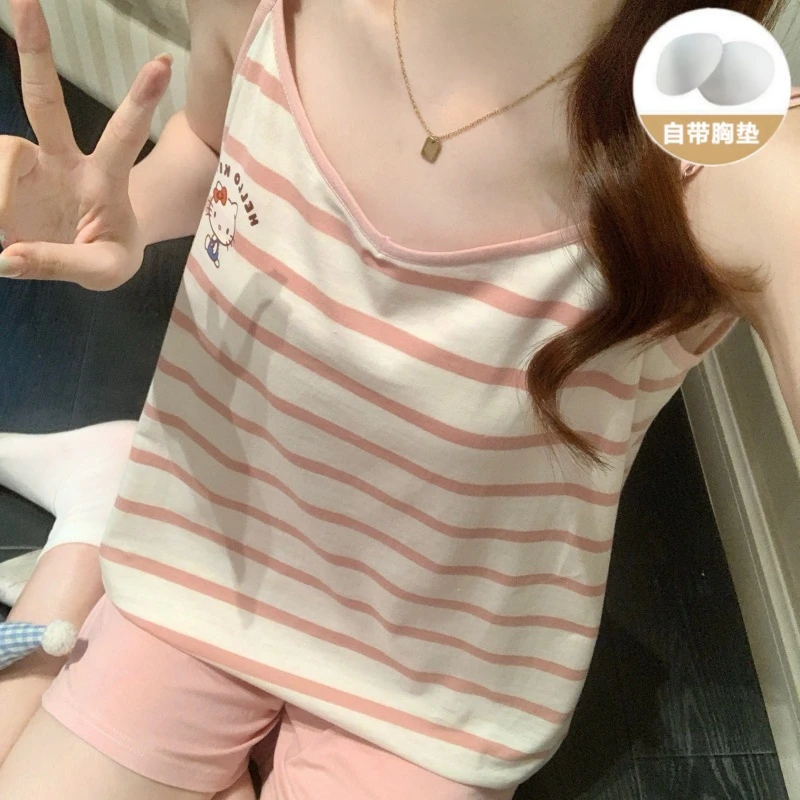 纯棉带胸垫睡衣女夏季吊带套装性感纯欲风网红爆款2025新款家居服