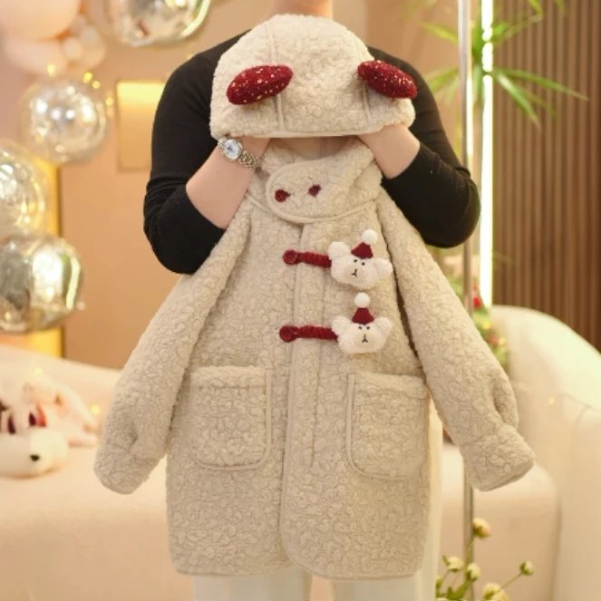 （现货送包ff）冬季新款儿童加绒加厚洋气韩版百搭时尚保暖外套卡通